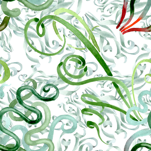 Green succulent floral botanical flowers. Watercolor background illustration set. Seamless background pattern. - Fotografie, Obrázek