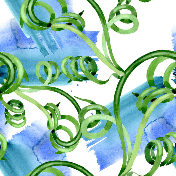 Flores botánicas florales suculentas verdes. Conjunto de ilustración de fondo acuarela. Patrón de fondo sin costuras
. - Foto, Imagen