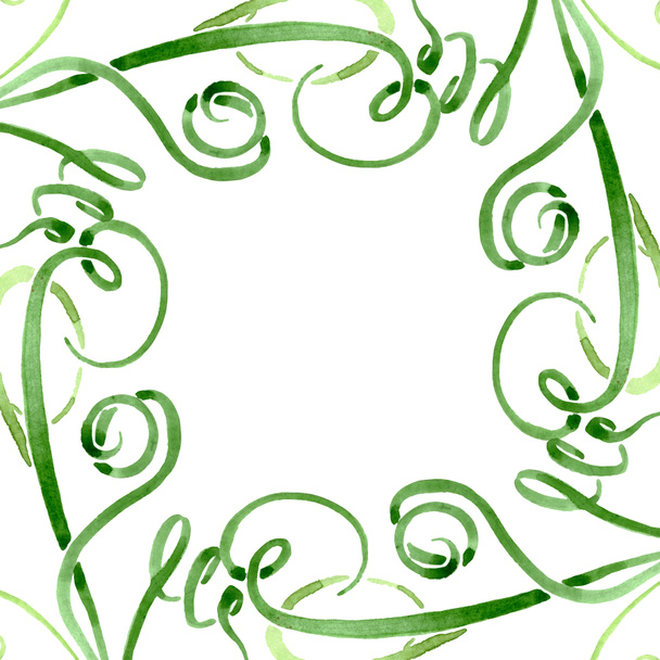 Flores botânicas florais suculentas verdes. Conjunto de ilustração de fundo aquarela. Quadro borda ornamento quadrado
. - Foto, Imagem