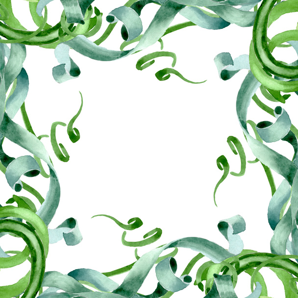 Zöld zamatos virágos virág botanikai. Akvarell háttér illusztráció meg. Keretszegély Dísz tér. - Fotó, kép