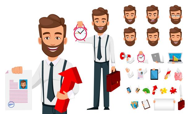 Business man cartoon character creation set - Vector, Image
