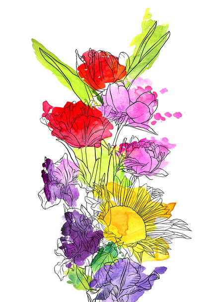vector drawing flowers - Vektor, kép