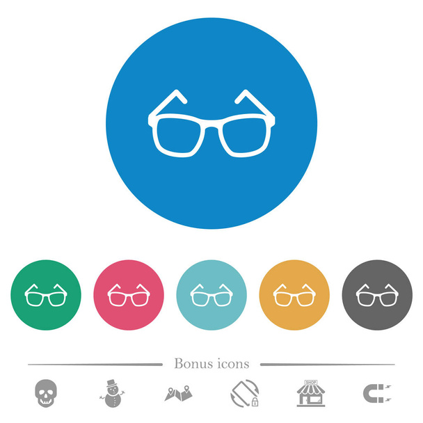 Eyeglasses flat round icons - Vector, Image