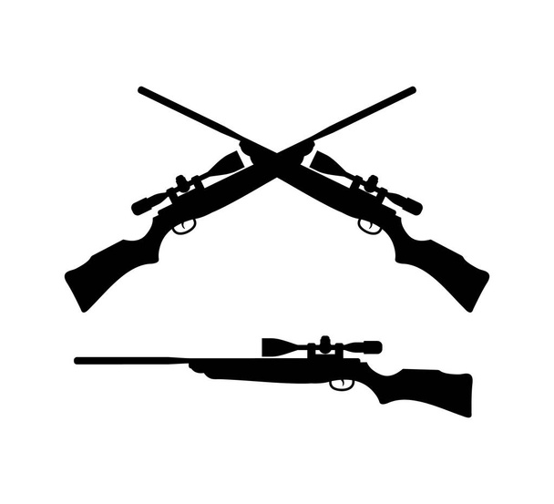 crossed rifle gun silhouette logo design template inspiration for hunting outdoor sport - Vektor, Bild