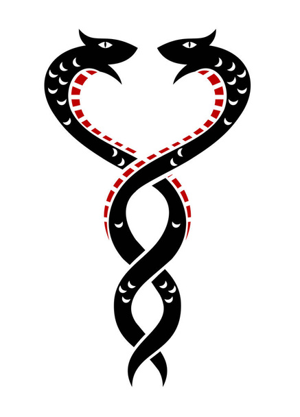 Две переплетенные змеи, векторный рисунок
 - Вектор,изображение