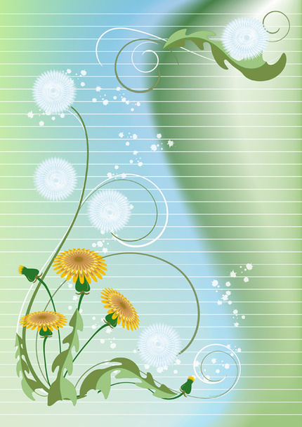 Greeting card with yellow dandelions - ベクター画像