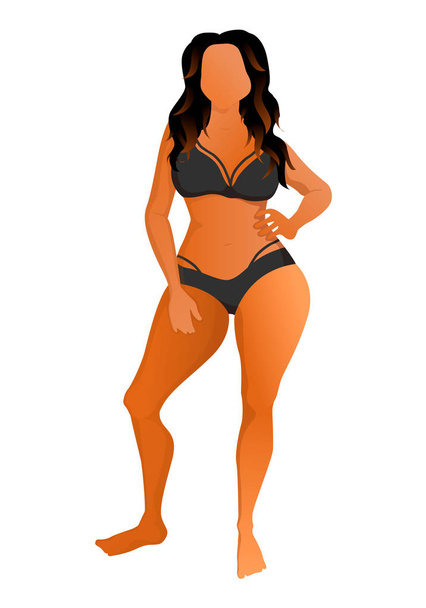 Cute tanned woman dressed in underwear. Vector illustration. - Vettoriali, immagini