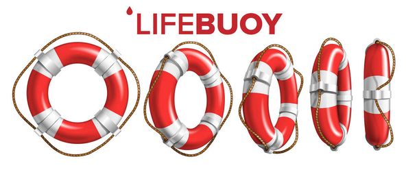 Boat Lifebuoy Ring In Different View Set Vector - Vector, Image