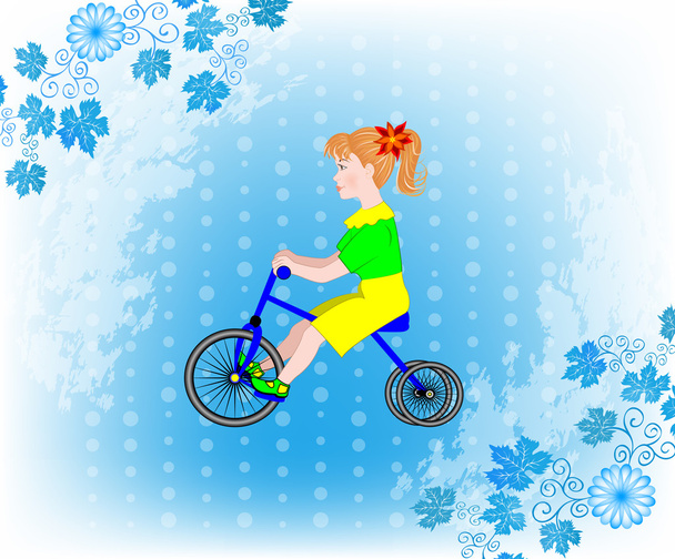Little girl on a tricycle - Vector, afbeelding