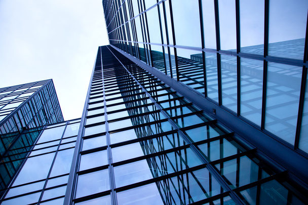 nowoczesny budynek błękitne szkła i stali - Zdjęcie, obraz