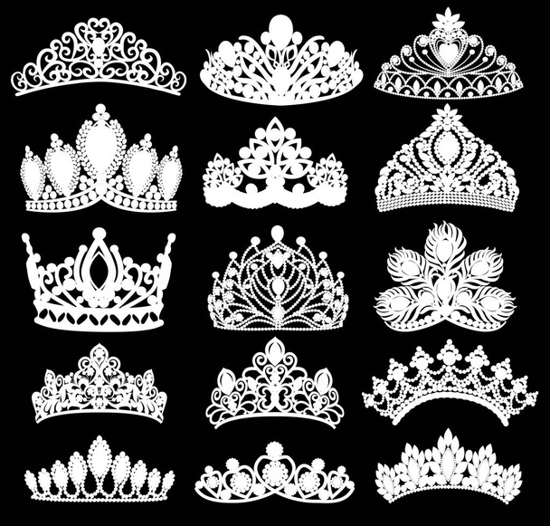 illustration ensemble de silhouettes d'anciennes couronnes, diadèmes, diadèmes
 - Vecteur, image