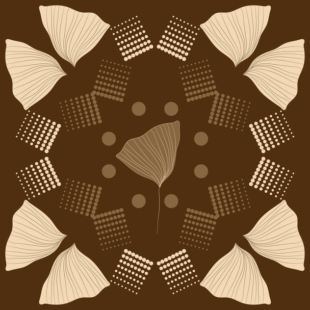 brown vector illustration of seamless pattern of decorative abstract leaves, floral background - Vettoriali, immagini