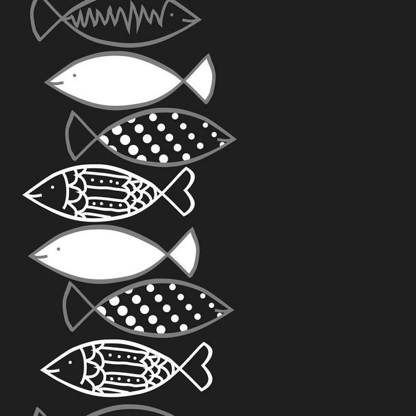 Padrão de peixe abstrato sem costura, fundo vetorial
 - Vetor, Imagem