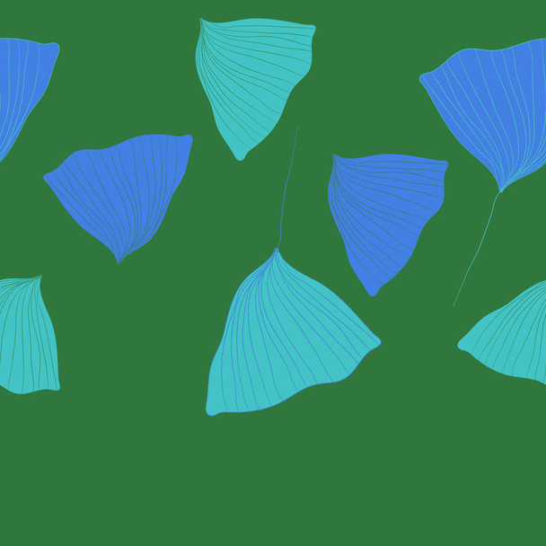 green vector illustration of seamless pattern of decorative abstract leaves, floral background - Vetor, Imagem