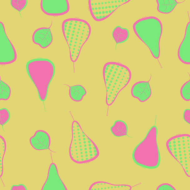 Seamless pattern with colorful pears, vector background - Вектор, зображення