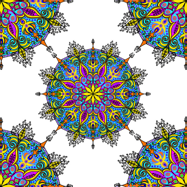 Abstract background of flower pattern, kaleidoscopic geometrical ornament. Art. Beautiful circle, mandala illustration on white background. - Fotografie, Obrázek