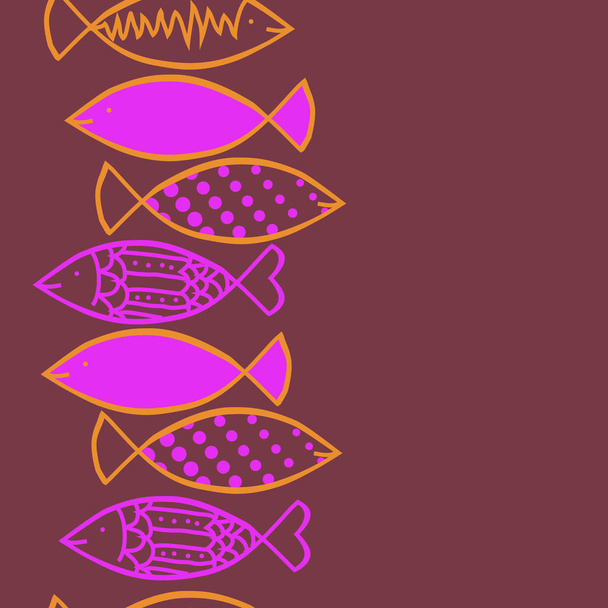 Seamless abstract fish pattern, vector background - Vector, afbeelding