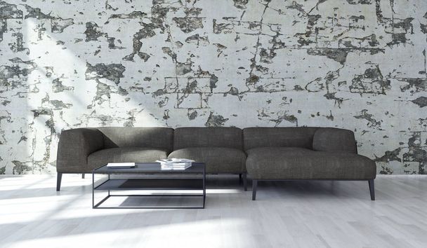 büyük lüks modern parlak iç Oda illüstrasyon 3d render - Fotoğraf, Görsel