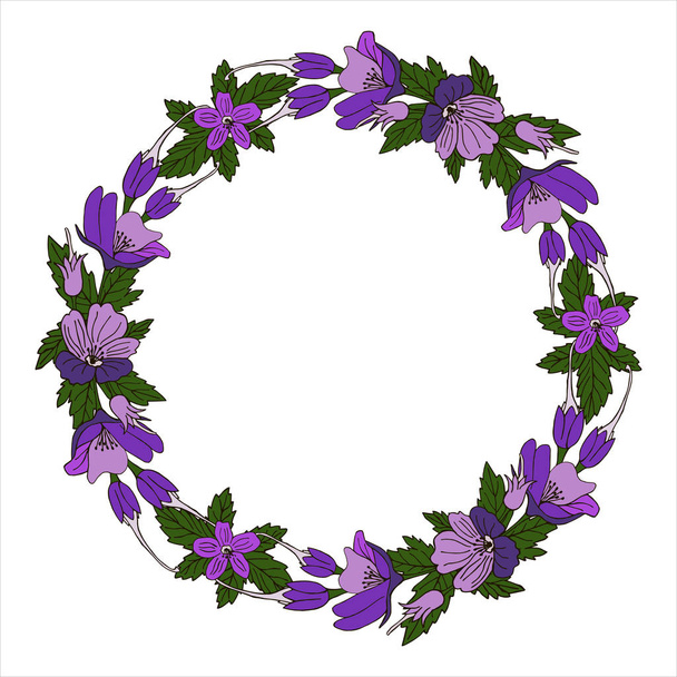 invitation card with floral wreath for your design - Vettoriali, immagini