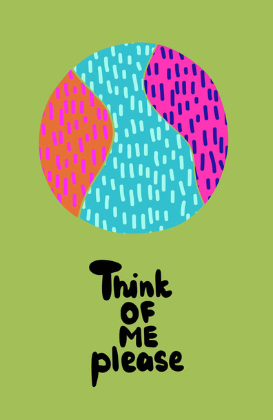 Think of me please hand drawn vector illustration in cartoon style with lettering - Vector, Image