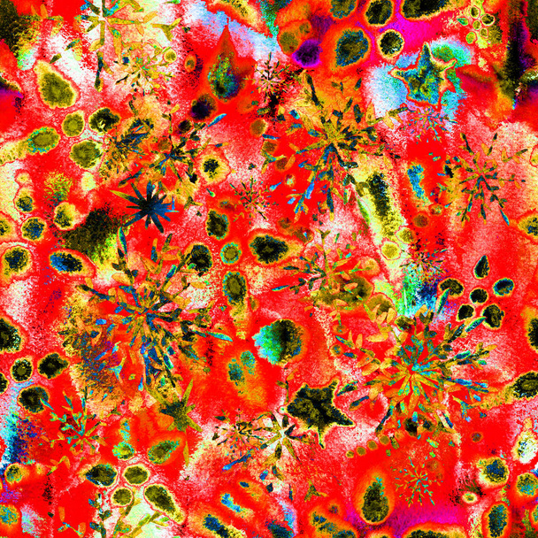 surreal cosmic magic unusual seamless watercolor pattern endless repeat - Valokuva, kuva