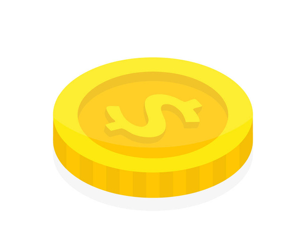 Dollar coin in isometric style. 3d money flat icon illustration. - Vector, Image