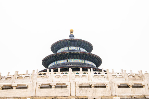 中国・北京の天の神殿の中心にある豊作祈願の殿堂。中国で人気の世界遺産の一つ. - 写真・画像