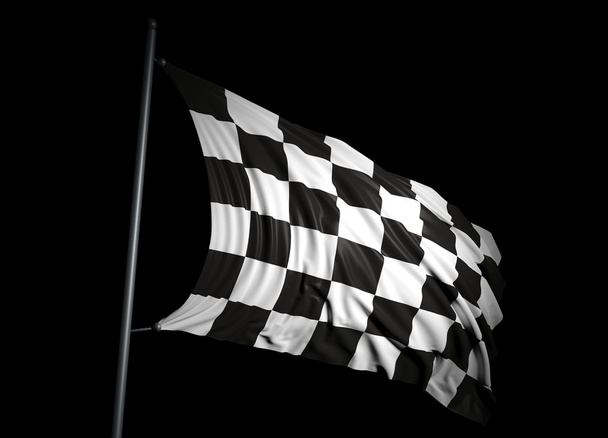 Finish karierte Flagge auf schwarzem Hintergrund - Foto, Bild