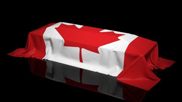 カナダの旗で覆われた棺 - 写真・画像