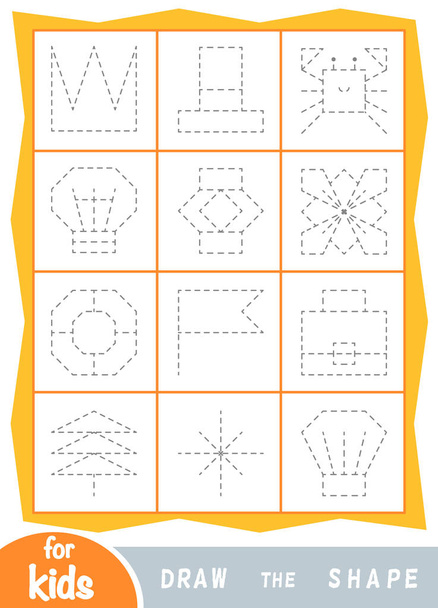 Draw the shapes, education game for children. Replicate the image by lines.  - Vector, Image