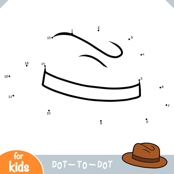 Nummers spel, onderwijs dot naar dot spel, Trilby hoed - Vector, afbeelding