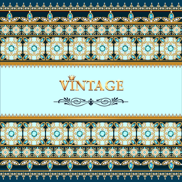 Illustration vintage background, elegant antiques, Victorian gold, floral ornament, baroque frame, beautiful invitation. - Vetor, Imagem