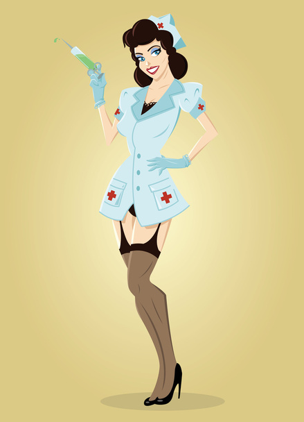 Иллюстрация медсестры Пинап
 - Вектор,изображение