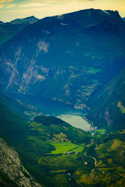 Fjord Geiranger from Dalsnibba viewpoint, Norway - Φωτογραφία, εικόνα