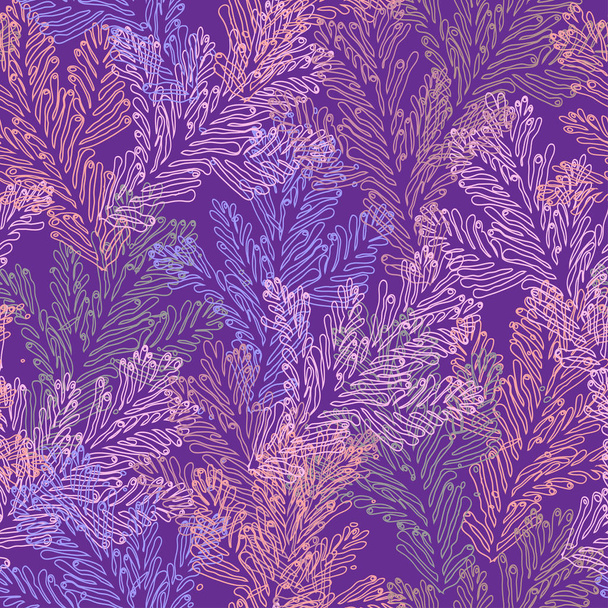 Ocean seamless pattern with linear sea coral. - Wektor, obraz
