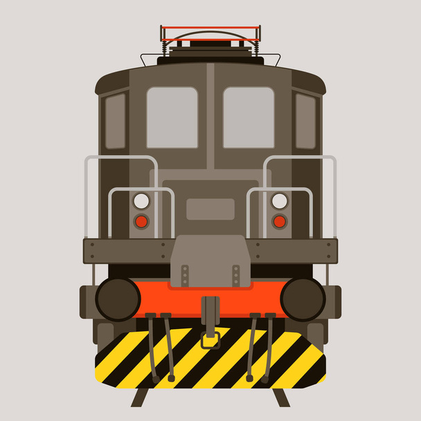 locomotief, vector illustratie, vlakke stijl, voorzijde - Vector, afbeelding