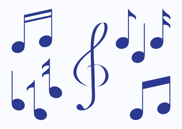 Set of music notes. Blue silhouette. Vector illustration - Vektor, obrázek