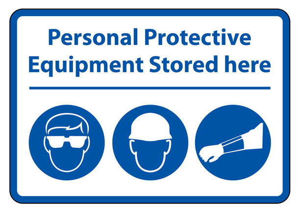 Equipamento de proteção individual (EPI) armazenado aqui Isolar em fundo branco, ilustração vetorial EPS.10
  - Vetor, Imagem