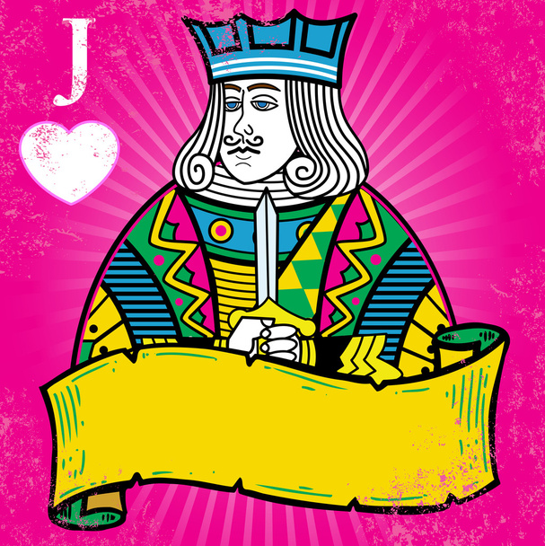 Colorful Jack of Hearts with banner illu - Vector, Image