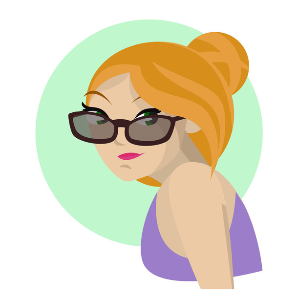 Beautiful woman portrait. Young girl in sunglasses - Vector, Image