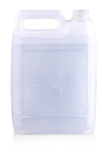 O recipiente de plástico branco aberto isoalted no fundo branco
 - Foto, Imagem