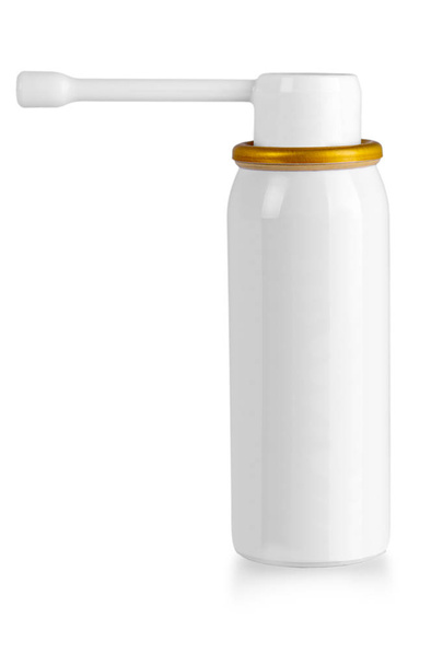 O spray de garganta isolado no fundo branco. Com palmadinha de recorte
 - Foto, Imagem