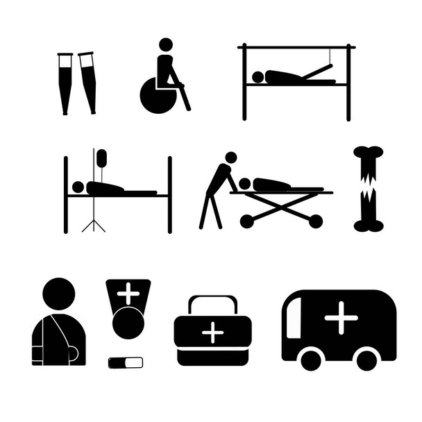 eine Reihe von Symbolen zum medizinischen Thema. Traumatologie. Illustration - Foto, Bild