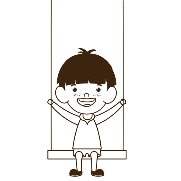 silhouette de bébé garçon dans swing souriant
 - Vecteur, image