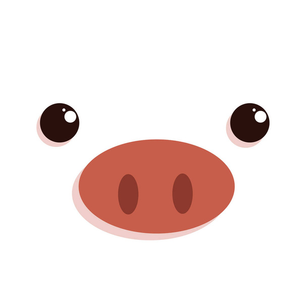 χαριτωμένο πρόσωπο γουρούνι ροζ και λευκό - Διάνυσμα, εικόνα