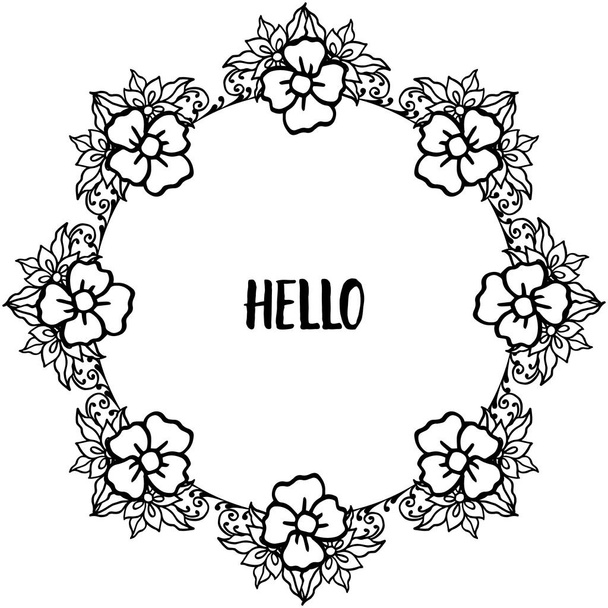 Vector illustration template card hello with cute flower frame - Vector, Image