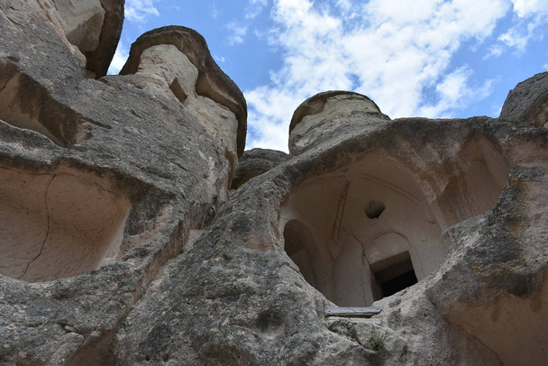 Beautiful landscape of Goreme village in Cappadocia, central Anatolia region, Turkey, Asia  - Фото, изображение
