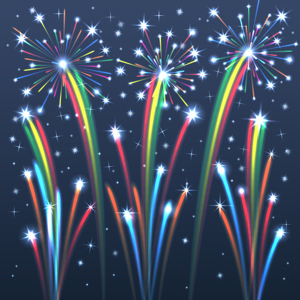 Colorful Illuminated Fireworks. - Vector, Image