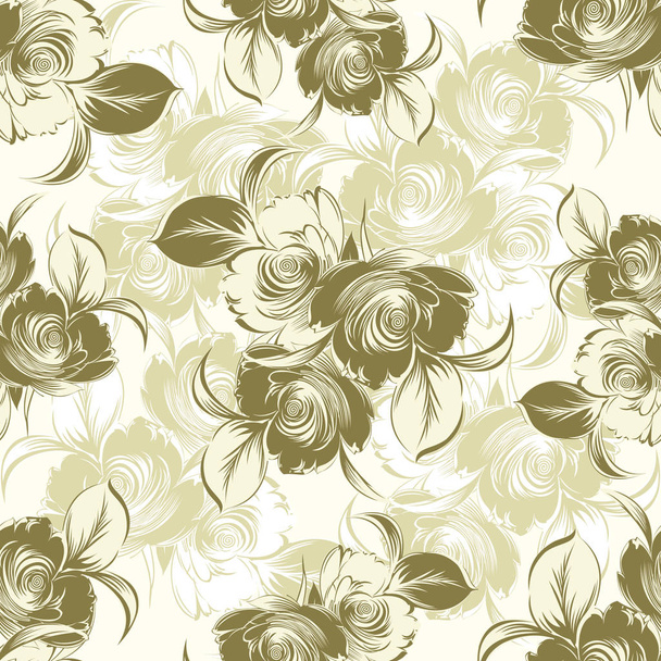 Seamless vector vintage rose flower pattern - Vettoriali, immagini