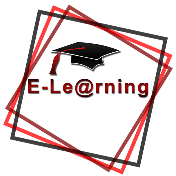 E-Learning - Red font with black hat - Photo, Image